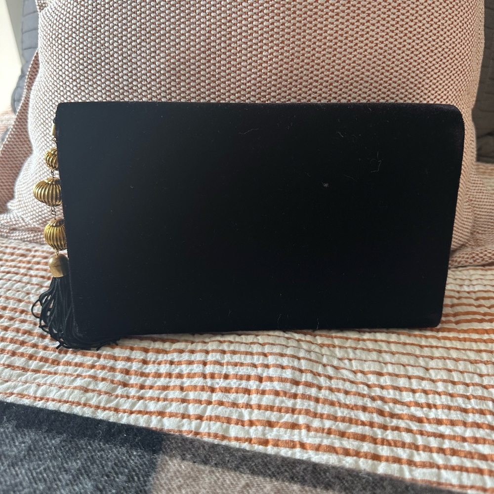 Elegant Black Clutch with Gold Accents